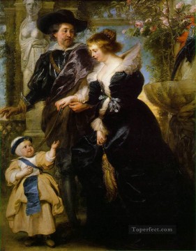 Pedro Pablo Rubens Painting - Rubens su esposa Helena Fourment y su hijo Peter Paul Barroco Peter Paul Rubens